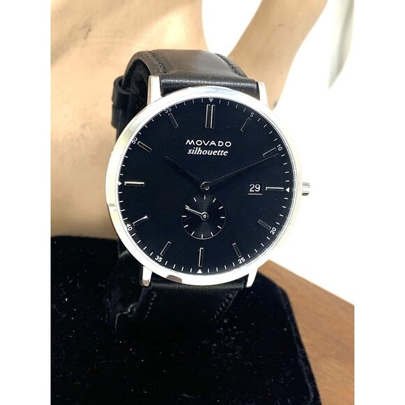 Movado Men's Watch 3650130 Heritage Black Dial Swiss Quartz Leather Band 40mm - Picture 1 of 14